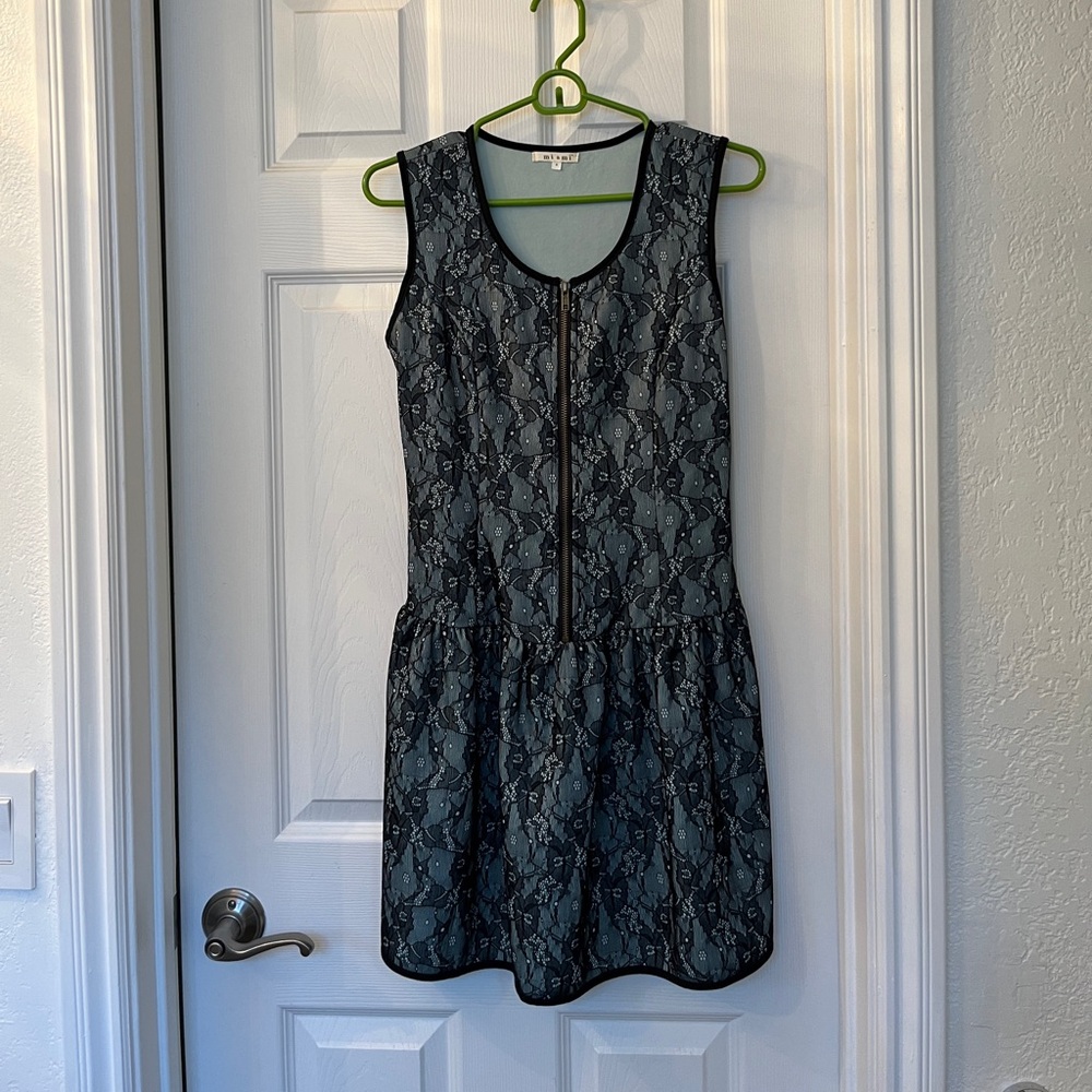 Blue and black lace dress